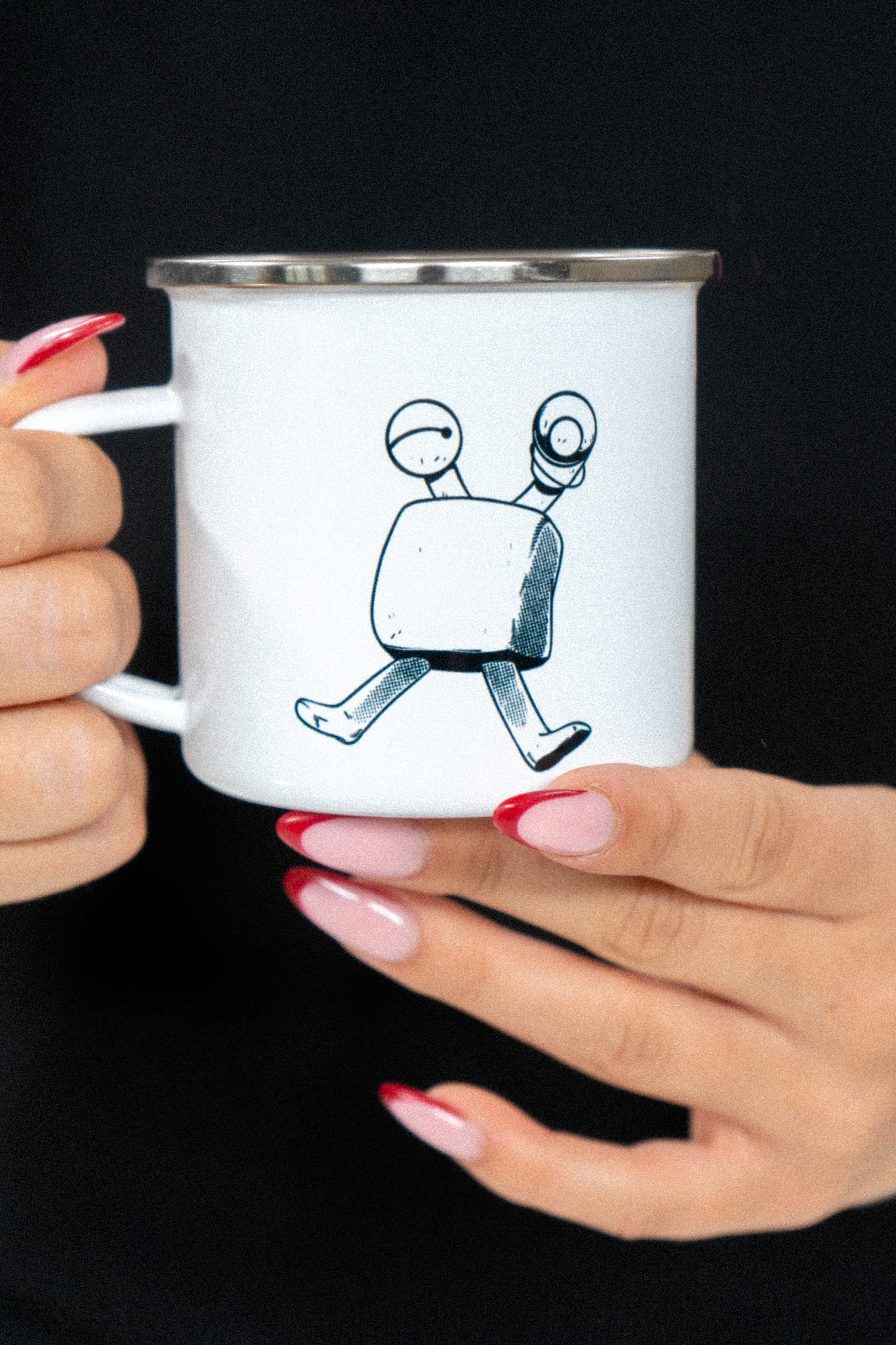 MYSHOW SMYLO - Emaille Tasse (Silber)